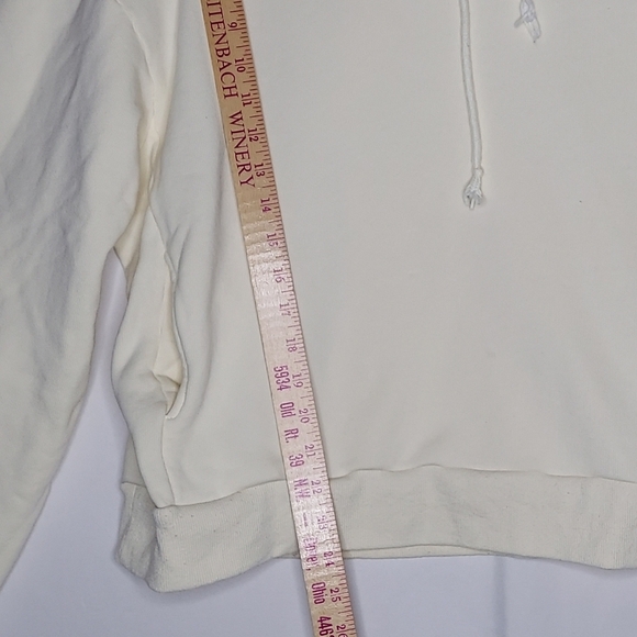 The Label The Hoodie 2X Women Cream Long Sleeve Pocket Pullon Cotton Fleece 2XL - Picture 4 of 9